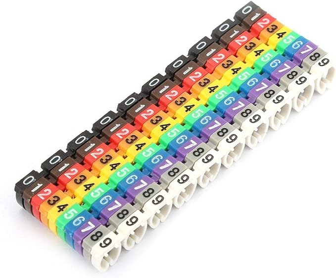 Digital Number Tube Wire Label Cable Marker Colorful Straps Coded Clip Plastic Cable 100PCS -6MM 6square Microcomputer Device