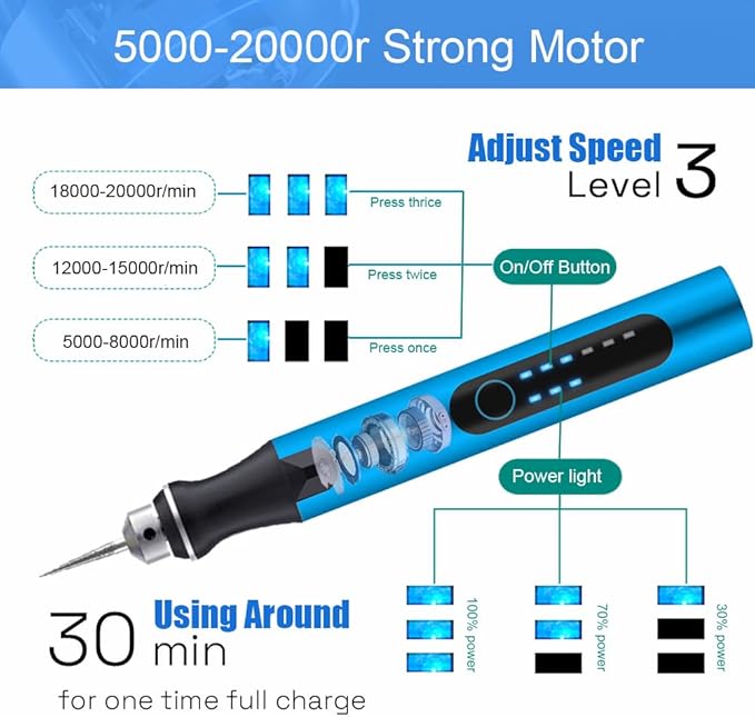 USB Engraving Pen with 47 bits,10Metal Business Card Blanks,Electric Engraver Machine Cordless Engraving Tools Engraved Jewelry Metal Resin Plastic Stone