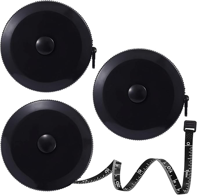 Tape Measure Body Measuring Tape, Retractable 60 Inch Soft Mini Measuring Tape, Small Sewing Fabric Tape Ruler for Cloth Waist Medical Nursing Craft(3 Pack/Black)