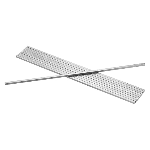 uxcell 10Pcs Square Steel Key Stock, 3/16" x 3/16" x 12" Cold-Drawn 45# Steel Bars Precision Key Stock for Gearbox Coupling, Silver Tone