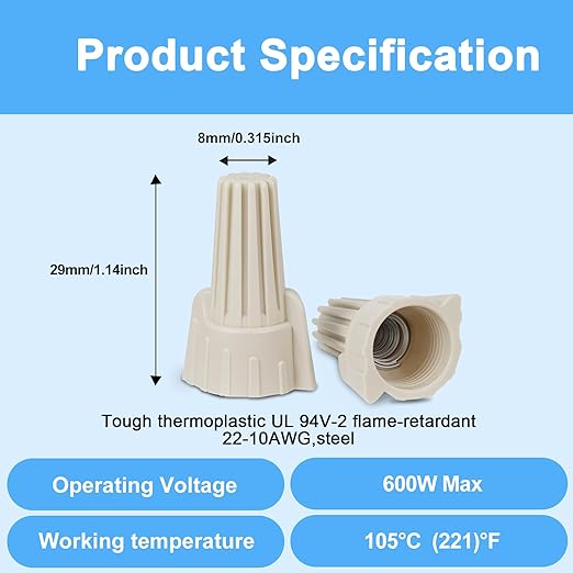 25 Pack Waterproof Direct Bury Wire Cable Splice Kit 22AWG-10AWG,Outdoor Seal Electrical Nuts Caps Cable Terminal Connector for Landscape Light, Irrigation Valves, Wet Location Installation