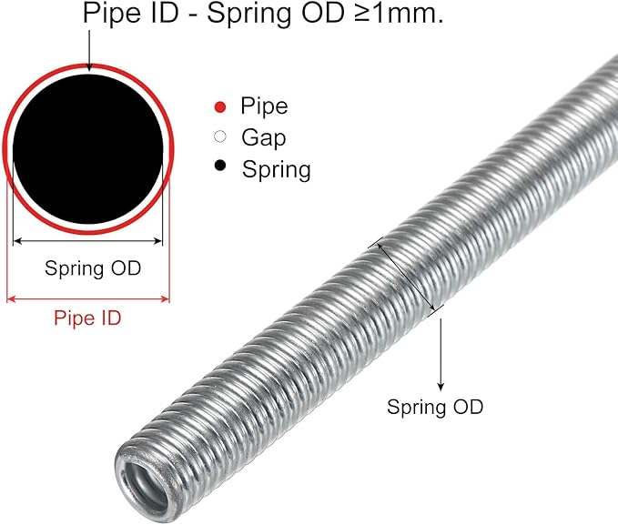 MECCANIXITY Spring Tube Bender OD 15mm/0.59" Steel Spring Pipe Copper Tubes 2500mm/98.42" Long for 3/4" Copper Pipe(19mm) in Home Renovations,Electrician Wiring Bending Pipe(insert-pipe use)