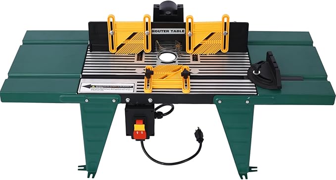 Electric Benchtop Router Table Wood Working Tool Craftsman Tool Stands Woodworking Bench Table Aluminum Strong Structure Tables for Woodworking Tasks (Green, 34")