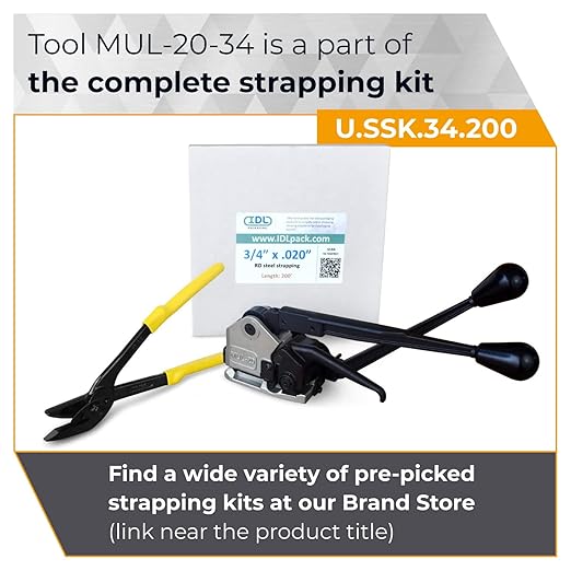 IDL PACKAGING Teknika MUL-20 Heavy Duty Sealless Combination Tool for High Tensile Steel Strapping, Adjustable for 3/4" and 5/8" Strap Width