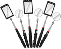 6 Pcs Telescoping Inspection Mirror,Retractable Round Mechanical Mirror Tool,Under Vehicle Square Inspection Mirror,Car Visual Reflector,Retractable Detection Mirror Repair Tool
