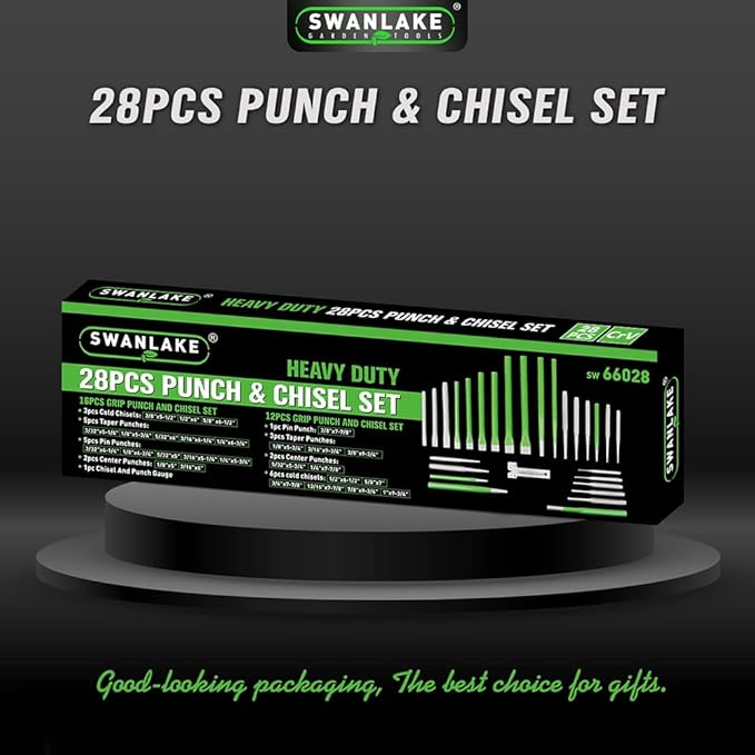 SWANLAKE 28-piece Punch and Chisel Set, Including Pin Punches, Taper Punch, Cold Chisels, Center Punches