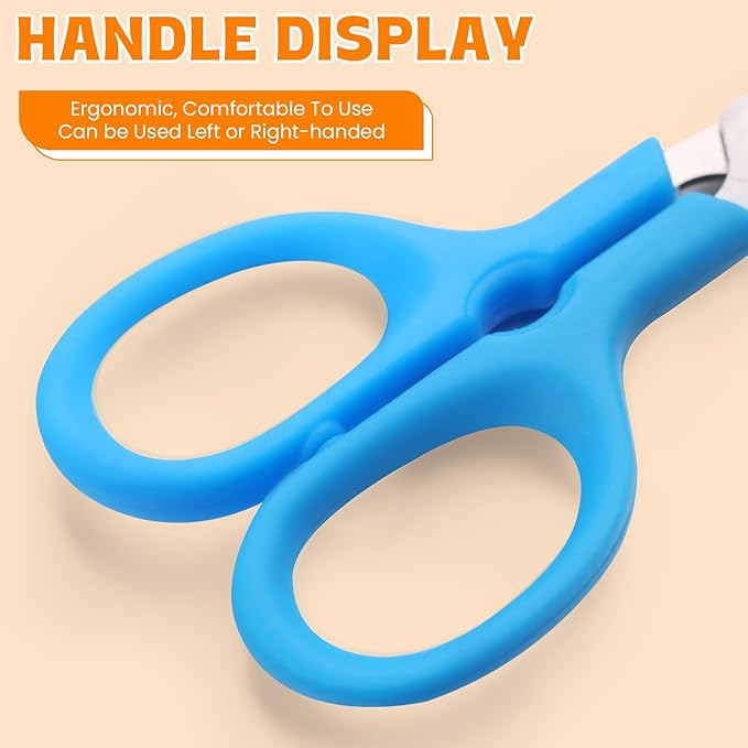 60Pack 5" Small School Student Blunt Craft Kids Scissors, Sharp Stainless Steel Blades Safety Comfort Grip Scissors for Kids Children Cutting Paper, 5Inch