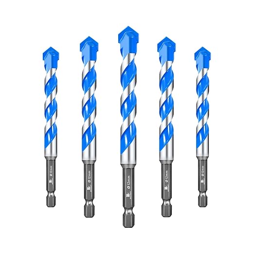 Carbide Drill Bit Set - Dry Drill Bit Set for Masonry, Concrete, Bricks, Wood, Plastic etc(12MM*5Quick-fit Shank)