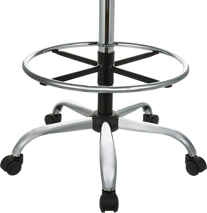 AmazonBasics Multi-Purpose Adjustable Drafting Spa Bar Stool with Foot Rest and Wheels - Black