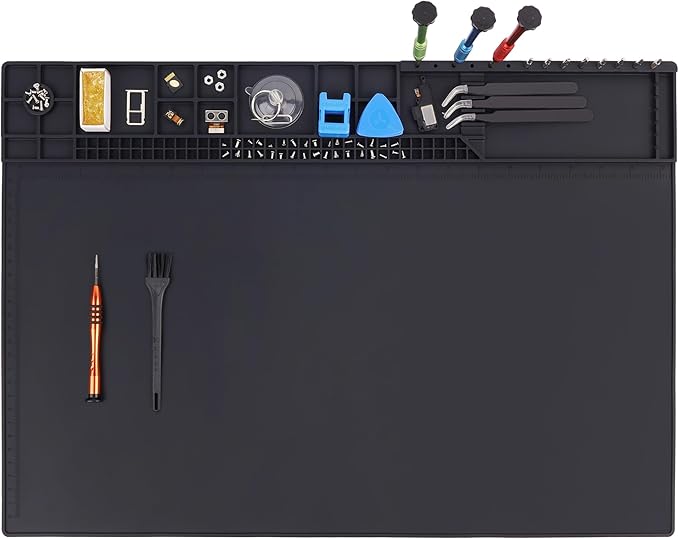 Premium Heat Resistant 932°F 22"x 14.2" Magnetic Silicone Soldering Mat Electronics Work Mat for Computer Cell Phone Laptop Repair,BGA Soldering Gun Iron Workbench Protection