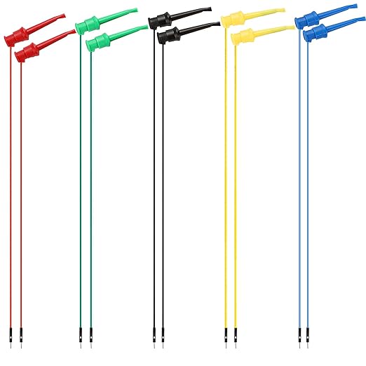 Sumnacon 10Pcs Test Hook to Male Jumper Wires - 26 AWG Binding Post to Solderless Breadboard Jumper Leads, Soft Silicone Flexible Test Leads for Electrical Testing