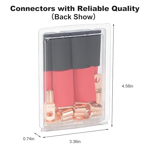 Thick Copper Electric Wire Lugs,10Pcs Bare Copper Gauge 4Awg-1/4(M6) Ring Heavy Duty Battery Cable Lugs Ends Ring Terminals Connectors with 10Pcs 3:1 Heat Shrink Tubing Assortment Kit
