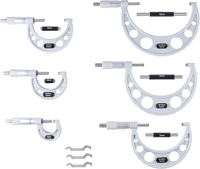 Accusize Industrial Tools 0-150 mm Precision M-Type Metric Outside Micrometer 6 Pc Set, Eg00-9150