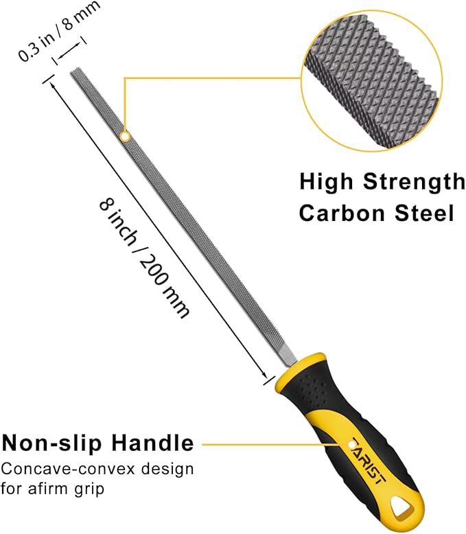 8 inch Square Metal File, Professional Carbon Steel file, Tool Sharpener for Professionals and DIY