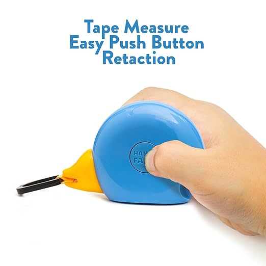 Handy Famm 8Ft Animal Shaped Kids Tape Measurer, Fun Level and Protractor Angle Finder, Educational Children's Tools, Small Measuring Tapes for Learning Early Math Skills, Ages 3 and up, Blue Bird