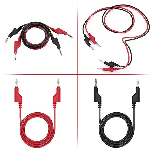 Sumnacon 2Pcs Banana to Banana Plug Test Leads - Stackable 4MM Banana Plug Test Cables, Multimeter Clip Wires for Electrical Testing 1000V/15A
