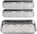 3 Pieces Magnetic Trays Set Stainless Steel Magnet Tool Tray Parts Holder for Screws, Sockets, Bolts, Pins, Mechanic's and Automotive