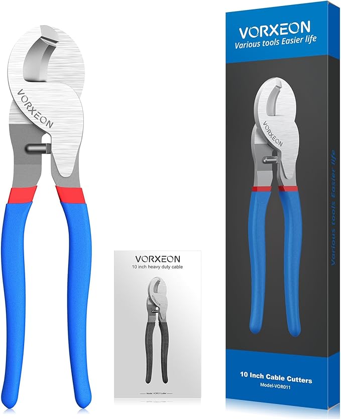 Cable Cutters 10 Inch Heavy Duty Wire Cutter High Leverage Cutter Tool Big Wire Cutters, Electrical cable cutters For Aluminum, Copper, Communications and Ethernet Cable