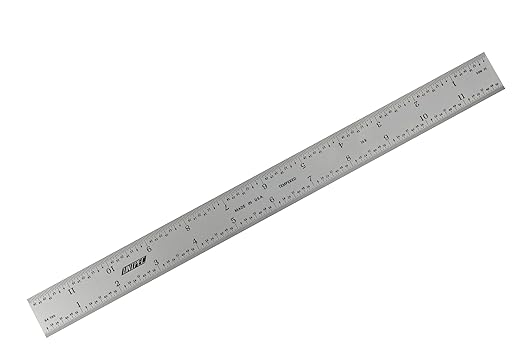 12-Inch Replacement Blade for Combination Square – 16R Graduations (1/32", 1/64", 1/50", 1/100") | Hardened Steel, Etched & Black-Filled (Blade Only)