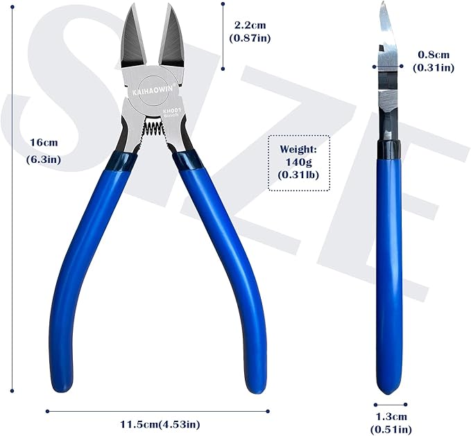 Wire Cutters 2 Pack, 6.5 inch,KAIHAOWIN Flush Cutters Diagonal Cutters Side Cutters Precision Ultra Sharp Spring Loaded Wire Snips Clippers Dikes Cutting Pliers Small for Crafting Jewelry Making,Blue