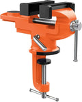 Nuovoware Table Vise 3 Inch, 360° Swivel Base Universal Home Vise Portable Bench Clamp, Clamp-on Vise Bench Clamps Fixed Tool for Woodworking, Metalworking, Cutting Conduit, Drilling, Sawing, Orange