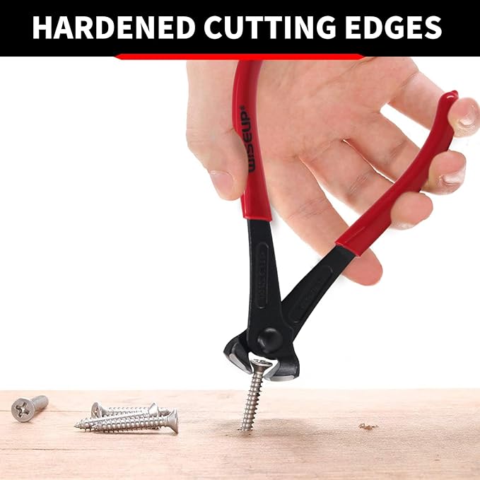 WISEUP Nail Puller, 8-inch Black Finish Chrome Vanadium Steel Carpenter's Pliers,End Cutting Pliers, for Staple Remover Tool or Flooring Installation Tools (8 inch)