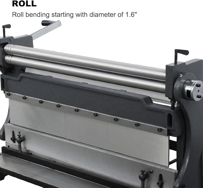 KAKA Industrial Sheet Metal Brake 40 inch 3-in-1, Shear and Slip Roll Combo | 20-Gauge Heavy Duty Bending Machine with Back Gauge and Segment Fingers for Metal Fabrication