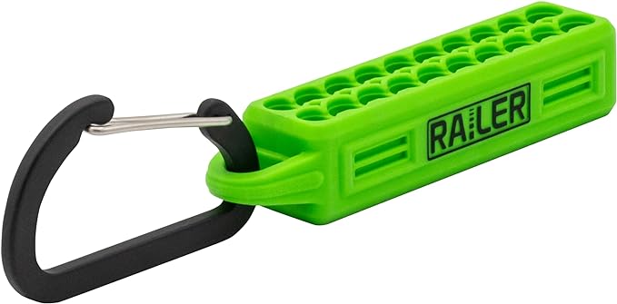 Screwdriver Bit Holder Storage Organizer – Railer 20-Hole Hi-Vis Bit Holder with Carabiner