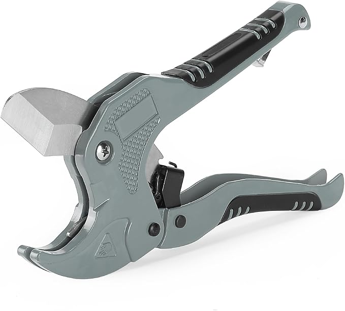 Bates- PVC Pipe Cutter, Cuts up to 1-5/8", Silver Ratcheting PVC Pipe Cutter Tool, Pipe Cutters PVC Pipe Shears, Plastic Pipe Cutter, PEX Pipe Cutter, PVC Cutter Tool, PVC Ratchet Cutter
