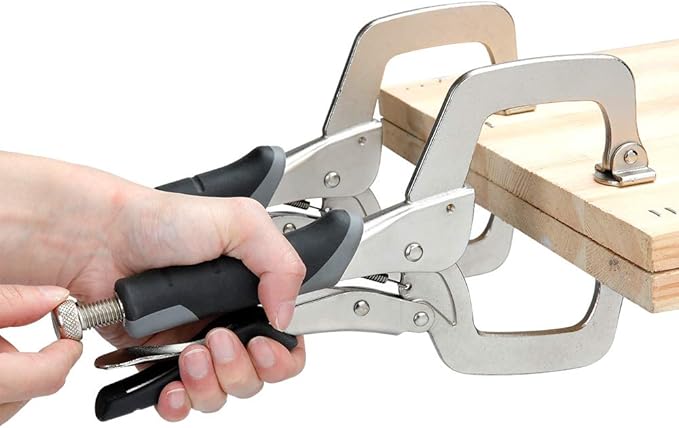 Amazon Basics Adjustable Metal Face Clamps for Woodworking, Welding, or Repairs, 11-inch, Pack of 2, Black/Silver
