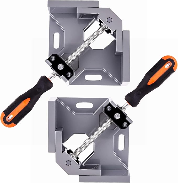2pcs Corner Clamp - Right Angle 90 Degree Wood Clamps For Woodworking, With Adjustable Swing Jaw Aluminum Alloy Frame, For Welding, DIY Woodworking