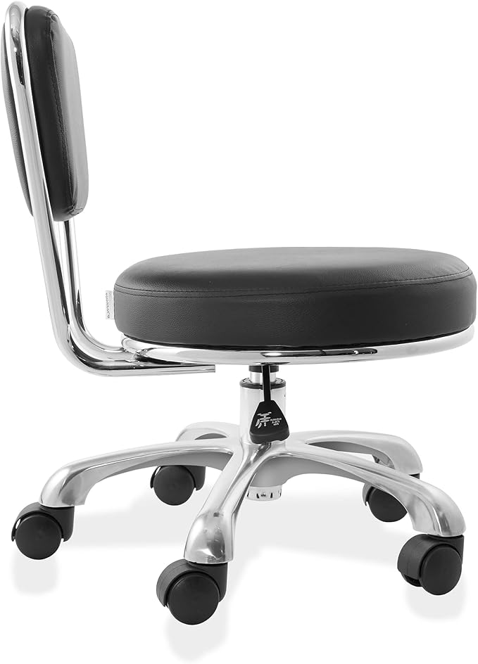 Saloniture Rolling Hydraulic Salon Stool with Backrest- Adjustable Swivel Chair for Spa, Shop, Salon, Massage, Medical, Work or Office