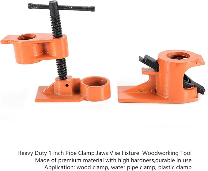 Heavy Duty 1 inch Pipe Clamp Jaws Vise Fixture Set Woodworking Tool Kit Vise Clamp for Gluing and Drilling Used in Wood Clamp, Water Pipe Clamp (1 PCS)