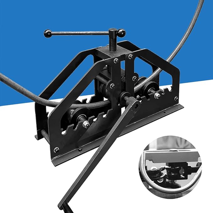 Manual Tube Bender, Metal Tube Roller Bending Machine with 1 Set Molds, Max 1.5" Bending Thickness, High Precision Round Tubing Pipe Bender, Tabletop Hand Bending Tool for Steel, Brass, Copper