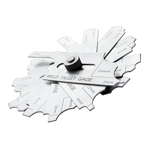 7-Blades 3.2-25.4mm Metric Cam Type Weld Gauge Fillet Weld Set Gage Rl Gauge Stainless Steel Depth Gauges Welding Inspection Test Ulnar for Boilers, Bridges, Shipbuilding