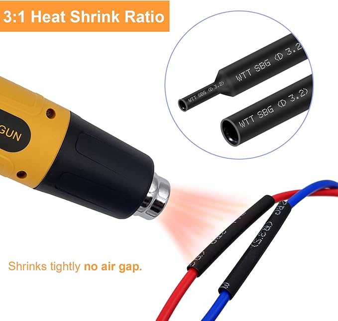 Heat Shrink Tubing Kit 355pcs - 3:1 Adhesive Lined - Electrical Waterproof Industrial Heat Shrink Tape Terminals- Marine Grade Wire Connector Shrink Wrap Tube - 3.15" Length - Black and Red
