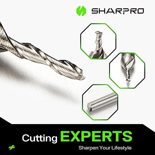 Upcut Spiral Router Bit 1/8 Inch Shank 1mm Cutting Dia. Upcut CNC Router Bit Solid Carbide PCB Milling Bits Ideal for Wood Cutting, Slot Mortise, Engraving