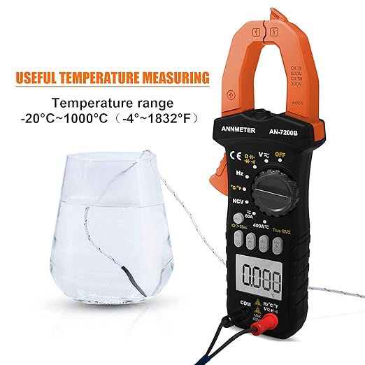 AIOMEST Digital Clamp Meter, TRMS 6000 Counts Multimeter NCV Tester for AC/DC Voltage Current Capacitance Temp Frequency Resistance Measuring with Backlit AI-7200B