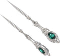 2Pcs Metal Embroidery Awl Set, European Vintage Carved Handle Scratch Awl, Sharp Sewing Awl Tool for Sewing with Storage Cases, Durable and Leather Punch Stitching DIY Craft(Silver)