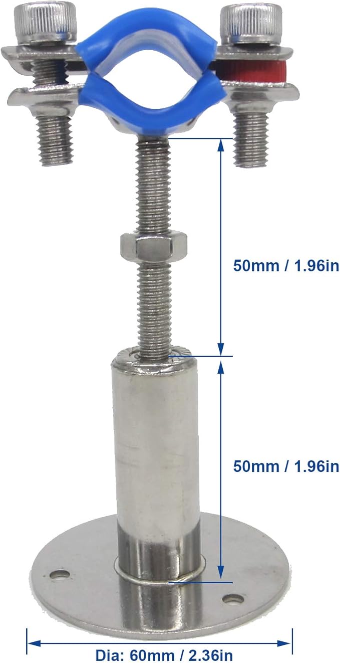 Stainless Steel Adjustable Pipe Clamp Bracket - Wall/Ceiling Mount Support for 3/4-Inch (25mm) Pipe, Heavy-Duty Rustproof Brackets with Screws, Set of 2