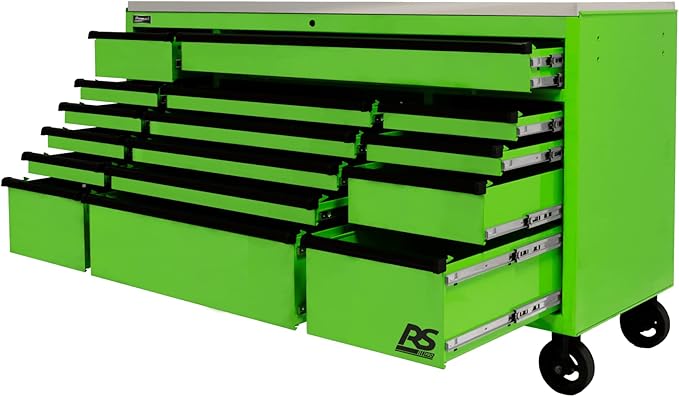 Homak 72” Roller Cabinet w/Stainless Steel Top RS Pro Workstation (Monster Green)