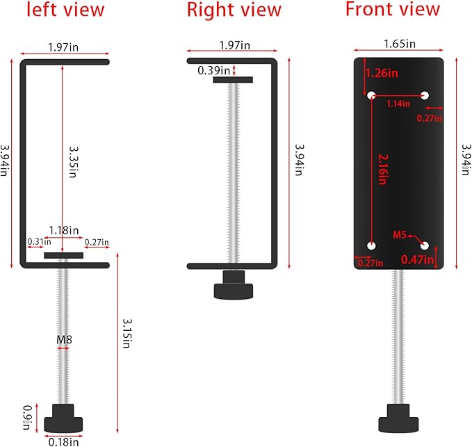 3 inch C-Clamp with Four Small Holes in the back, 4-Pack Adjustable Desk C Clamps for Range 0.35"~3.37", Versatile Clamp for Brake, Parts Assembly, Fastening, Welding, Woodwork, Metal Work