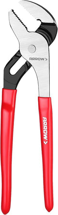 ARROW Groove Joint Pliers, 8" Adjustable Water Pump Pliers with 5 Jaw Positions, Serrated Jaws and Comfort Dip-grip Handle, Ideal for Plumbing Repair and Home Maintenance