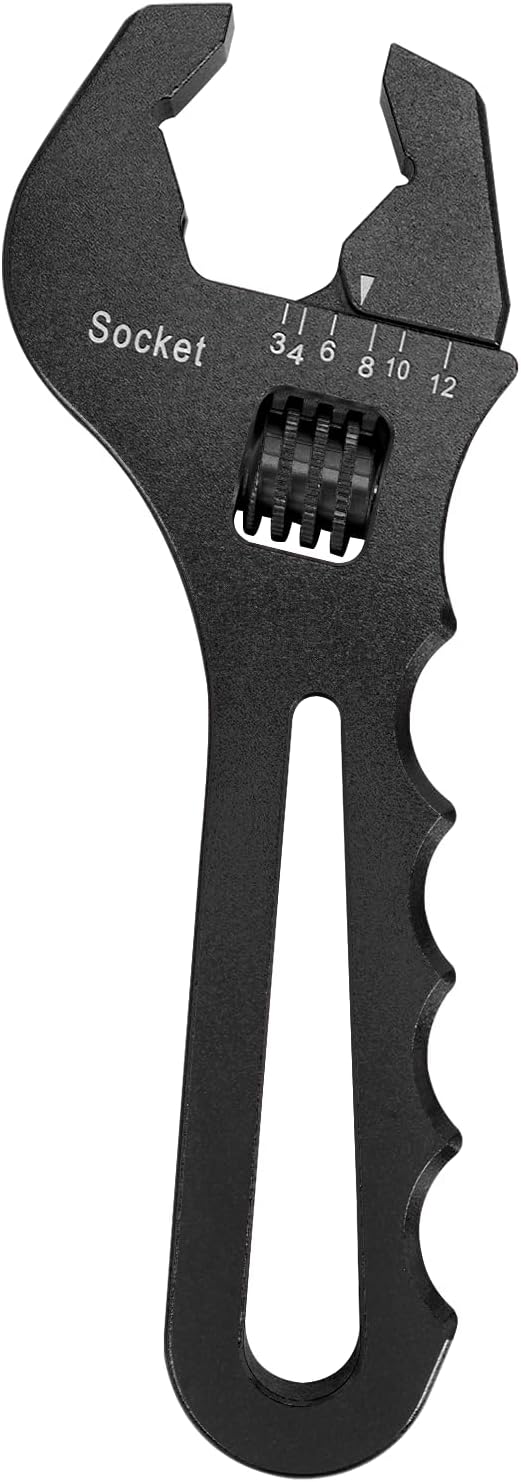 AN Hose Fitting Adjustable Wrench 3AN-12AN Lightweight Aluminum (Black-Non-Marring)