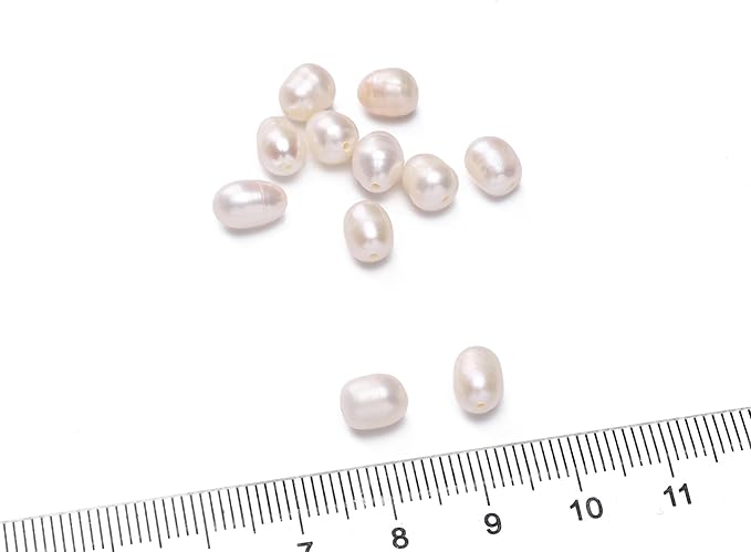 Natural Pearl Beads Rice 5-6mm White Freshwater Cultured Loose Gemstone Beads for DIY Jewelry Making 13.8''/Strand HQ
