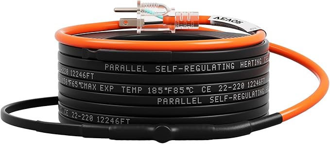 VEVOR Self-Regulating Pipe Heating Cable, 100-feet 5W/ft Heat Tape for Pipes Freeze Protection, Protects PVC Hose, Metal and Plastic Pipe from Freezing, 120V