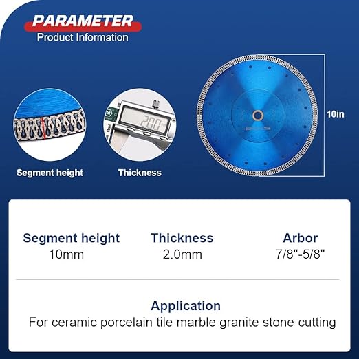 10" Diamond Porcelain Tile Saw Blade Cutting for Granite Marble Ceramic Tiles