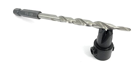 FTG USA Adjustable Wood Countersink Drill Bit #10 (3/16") with Tapered Drill Bit for Woodwork