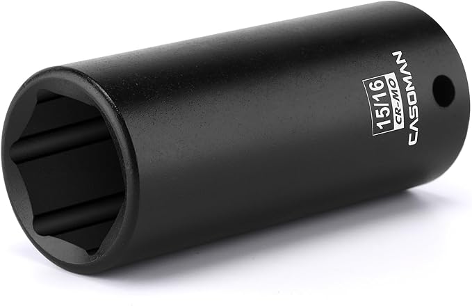 CASOMAN 1/2" Drive x 15/16" Deep Impact Socket, 6-Point, SAE, CR-MO