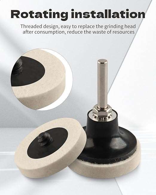 Rocaris 20 Pcs 2 Inch Compressed Wool Fabric Disc Polishing Buffing Pads Wheels Disc Pad Holder with 1/4" Shank Perfect for Cleaning Polishing Sanding Projects…
